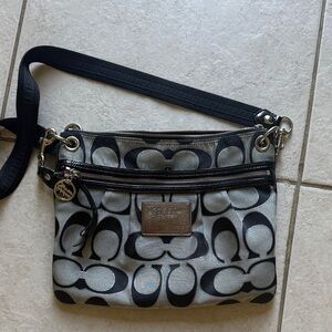 Coach Signature Black and Gray Crossbody Bag
